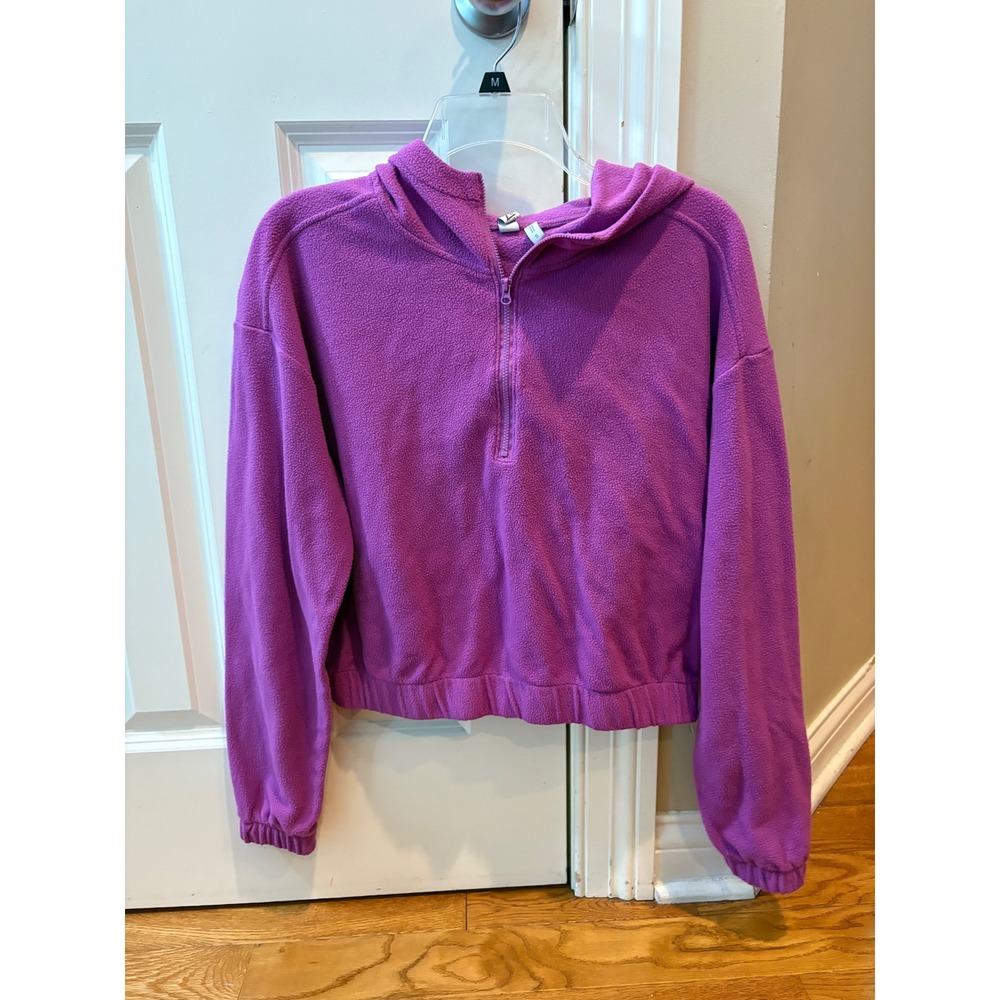 Z By Zella Fleece Hoodie Purple Pullover Crop Top Activewear Womens‎ Small